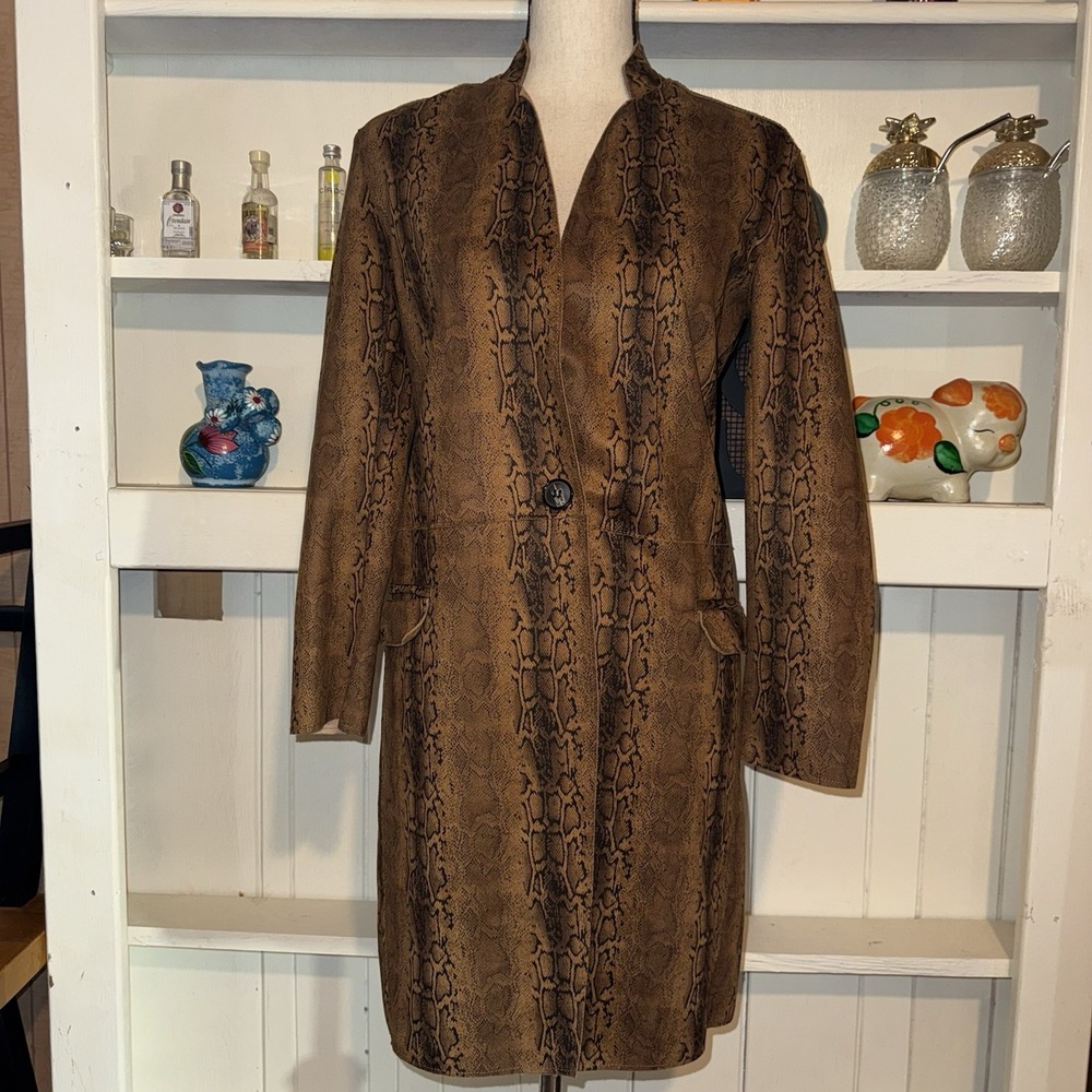 BlankNYC Brown Snake print Faux Leather Coat Women's XS